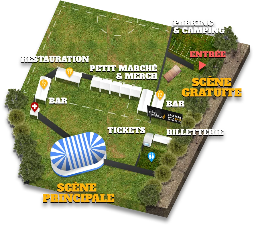 Carte du site du festival Le Gros Tonneau